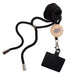Shadow Phone Neck Lanyard - A black neck lanyard with a logo tag and a clip for holding a card or item.