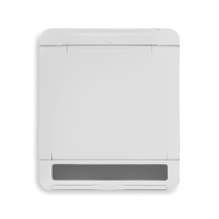 Tech Pack Connect - A white Glide Phone Stand featuring a sleek design with a grey base and a logo on the surface.