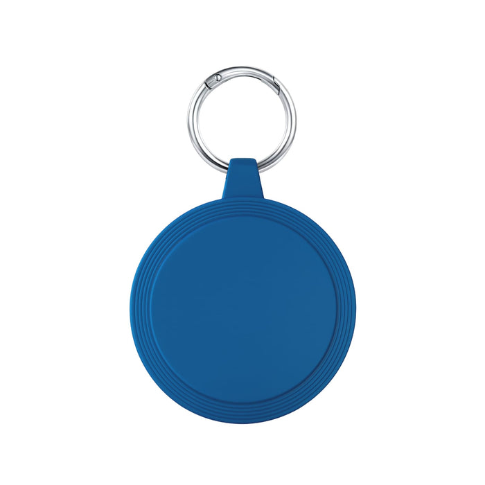 The Ultimate Welcome - Tea Edition - A blue keyring with a circular silicone cover and a metal keyring attachment.