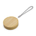 Reveal Circle Wireless Charger Set - A round bamboo wireless charger with a grey attached strap. The surface is smooth and natural in colour.