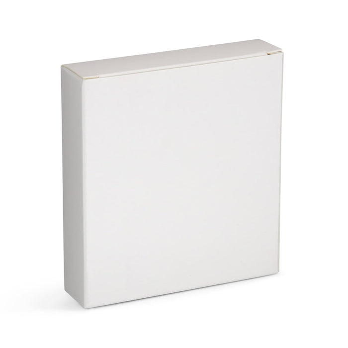 Reveal Square Wireless Charger Set - A plain white box, suitable for packaging, featuring a simple design and a visible closure on the top.