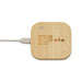 Reveal Square Wireless Charger Set - A square wireless charger made of bamboo with a cable connected, featuring a logo and minimal design.