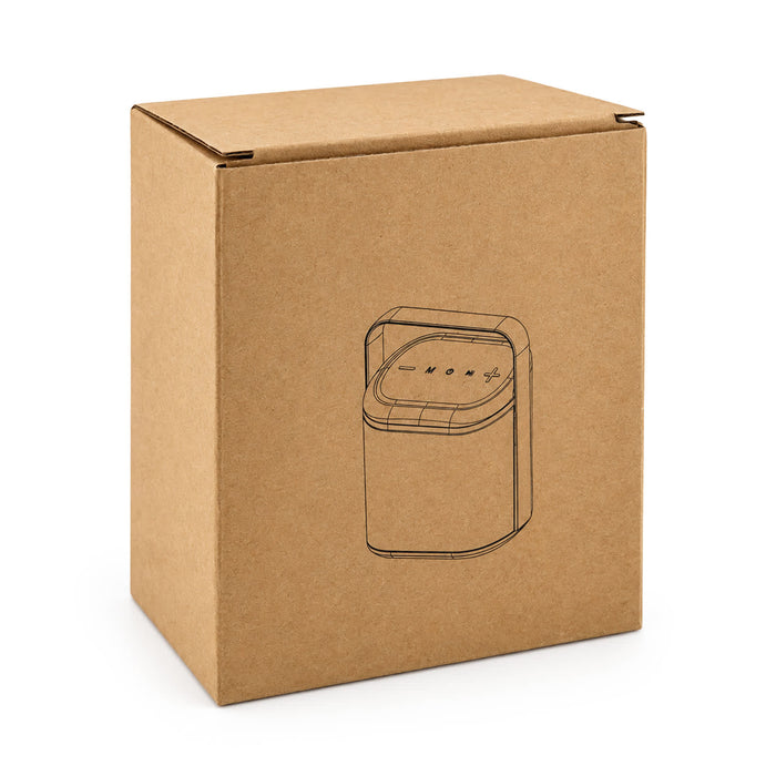 Hudson Bluetooth Speaker - A brown cardboard box featuring a simple line drawing of a Hudson Bluetooth speaker on one side.
