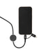Aura by Nomis Cable - A black charging cable with a round connector, attached to a smartphone, surrounded by a sleek design.