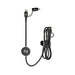 Aura by Nomis Cable - A charging cable in black with a round logo and connectors for different devices, featuring a tied-up design.