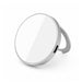 Puck Magnetic Phone and Watch Charger with Stand - A magnetic phone and watch charger with a silver stand, featuring a circular design and a smooth white surface.
