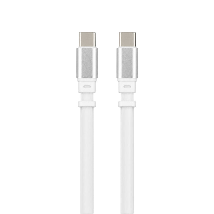Reel 100W Cable - A white 100W charging cable with silver connectors on both ends, featuring a flexible design.
