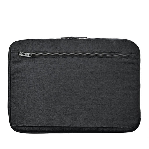 Cupertino Laptop Sleeve 14 - A black laptop sleeve with a zippered compartment, designed for a 14-inch laptop, featuring a sleek, minimalist style.