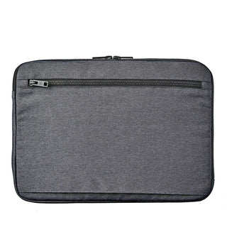 Cupertino Laptop Sleeve 14 - A laptop sleeve in grey fabric featuring a zippered pocket on the back and a sleek design.