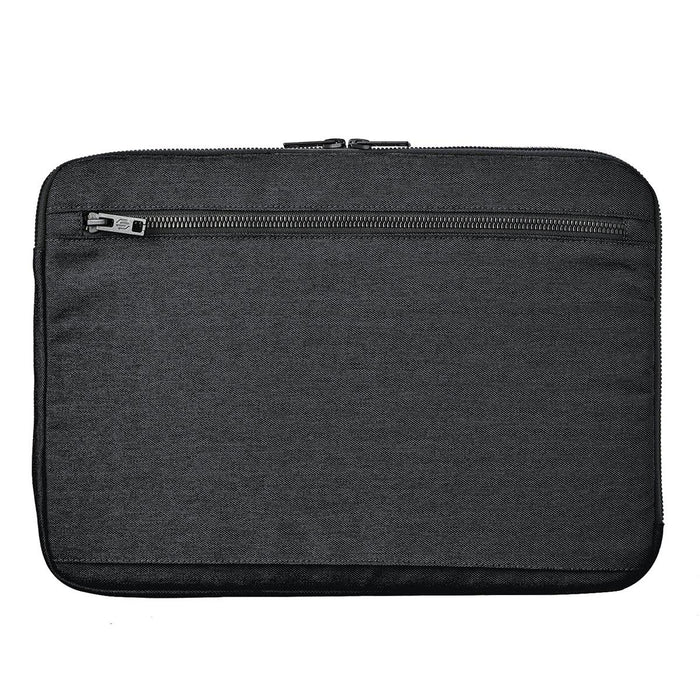 Cupertino Laptop Sleeve 16 - A black laptop sleeve with a zippered compartment, designed to hold a 16-inch laptop.