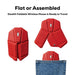Stealth Foldable Wireless Mouse - A red foldable wireless mouse displayed in flat and assembled positions, with a pocket showing its portable size and design.