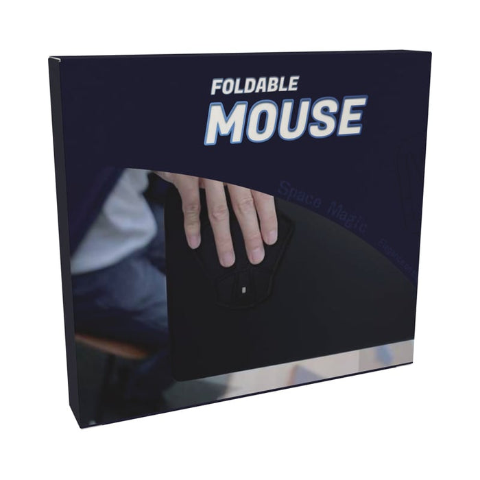 Stealth Foldable Wireless Mouse - A foldable wireless mouse in black, with a hand demonstrating its compact design. The packaging features a logo.