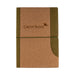 Tea Leaves and Cork Notebook - A cork notebook with a green accent and an elastic strap, featuring a logo on the cover.
