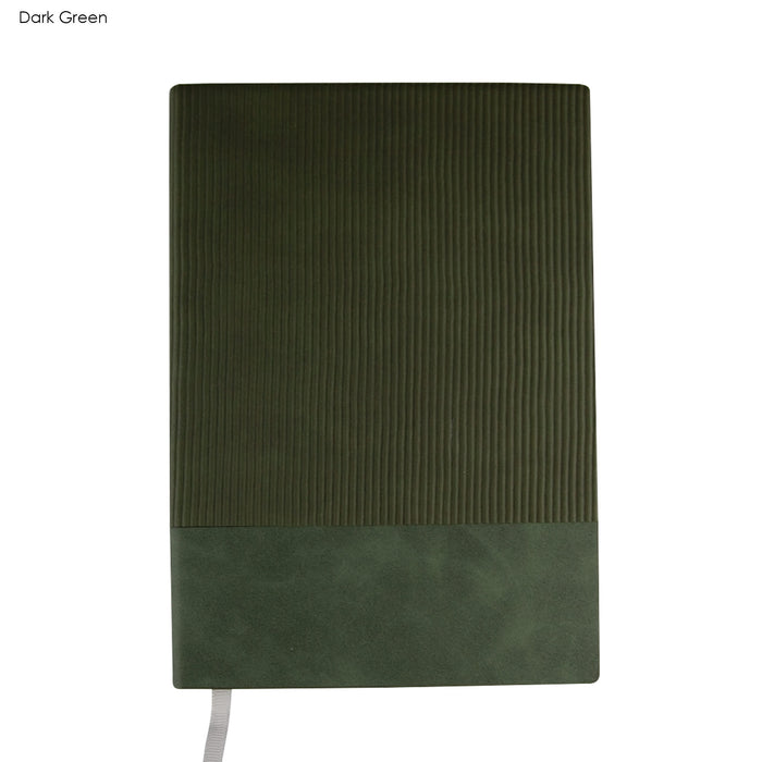 Murica Notebook B5 - Dark green A5 notebook with ribbed texture and a smooth bottom section; includes a ribbon marker and branding.