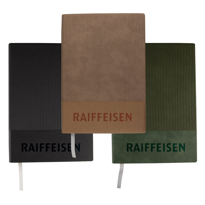 Murica Notebook B5 - A set of three notebooks in black, khaki, and green, each with a branding logo and textured covers.