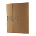 Cardboard Notebook Gift Box - A cardboard notebook gift box in brown, featuring a tie closure and a pen attached.