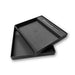 Notebook Gift Set Box - A black notebook gift set box with a foam insert and a sleeve for a pen, featuring a logo.
