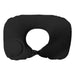 Jodie Inflatable Neck Pillow - A black inflatable neck pillow with a wide opening in the centre and a circular valve on one side.