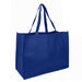 Jumbo Non Woven Shopper - A large reusable grocery bag in solid blue with dual handles and a branding logo.