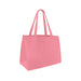 Medium Non Woven Tote - A medium, pink non-woven tote bag with two handles and a structured design. Features a logo on one side.