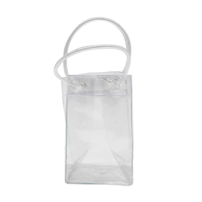 Icy Bags - Small - A small, clear cooler bag with transparent handles, featuring a minimalistic design and a logo.
