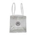 Icy Bags - Large - A clear cooler bag with two handles and a logo on the front.