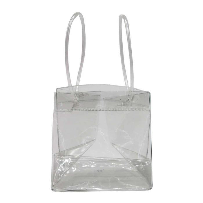 Icy Bags - Large - A transparent cooler bag with two clear handles, featuring an open design and a structured base.