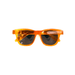 Summer Polarised Sunglasses - Bright orange polarised sunglasses with dark lenses, featuring a sleek design and a logo on the side.