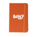 Minichroma A6 Notebook - An orange notebook featuring a white logo on the front and an elastic band.