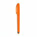 Fidget Gel Pen - An orange gel pen with a smooth finish and a clip, featuring a logo on its barrel.