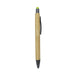 Manopoli Bamboo Pen - A bamboo pen featuring a green stylus tip and a black barrel, with a clip and a logo on the side.
