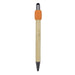 Harley Bamboo Spinner Pen - A bamboo pen with an orange grip and a black tip, featuring a logo on the barrel.