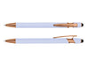 Colombo Rose Gold Stylus Pen - A stylus pen in light blue with rose gold accents, featuring a sleek design and a clip.