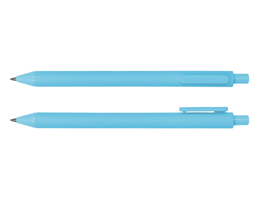 Virgo Ball Point Pen - A blue ballpoint pen with a smooth design, featuring a clip for easy attachment. Two pens are displayed.
