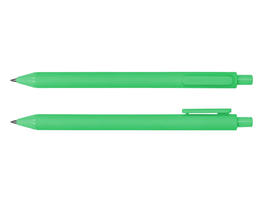 Virgo Ball Point Pen - A pair of green ballpoint pens, featuring a smooth design and clip for convenience, with a logo on one pen.