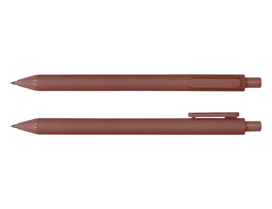 Virgo Ball Point Pen - A brown Virgo ballpoint pen, featuring a sleek design and a clip for easy attachment. It has a smooth writing tip.