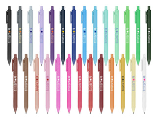 Virgo Ball Point Pen - A collection of Virgo ball point pens in various colours including black, blue, green, and pink, arranged in rows.