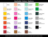 Virgo Ball Point Pen - A colour chart featuring various options for the Virgo Ball Point Pen, including shades like white, peach, pink, green, and navy.