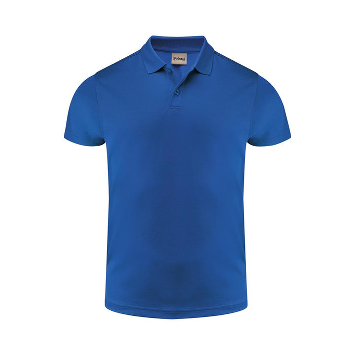 Men's Smash Polo - A blue men's polo shirt featuring a collar, short sleeves, and a logo on the chest.