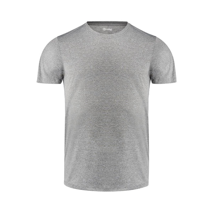 Men's Run Active Tee - A grey men's active T-shirt with a round neck and short sleeves, featuring a logo.