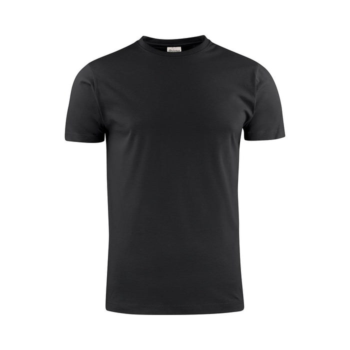 Men's Printer 160 Tee - A black men's T-shirt featuring a classic crew neck design and short sleeves. Includes a logo on the label.