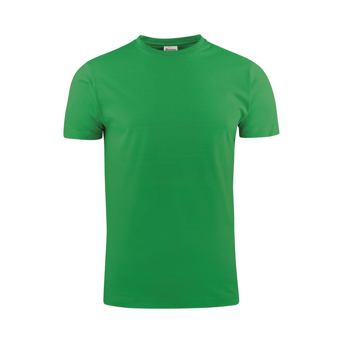 Men's Printer 140 Tee - A green men's t-shirt with a crew neck and short sleeves, featuring a logo.