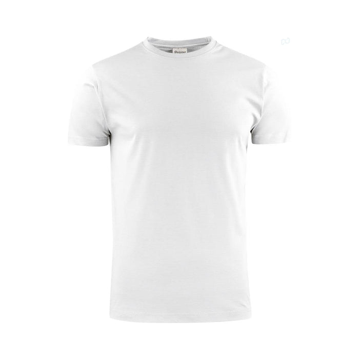 Men's Printer 160 Tee - A plain white short-sleeved T-shirt featuring a round neck and a small logo.