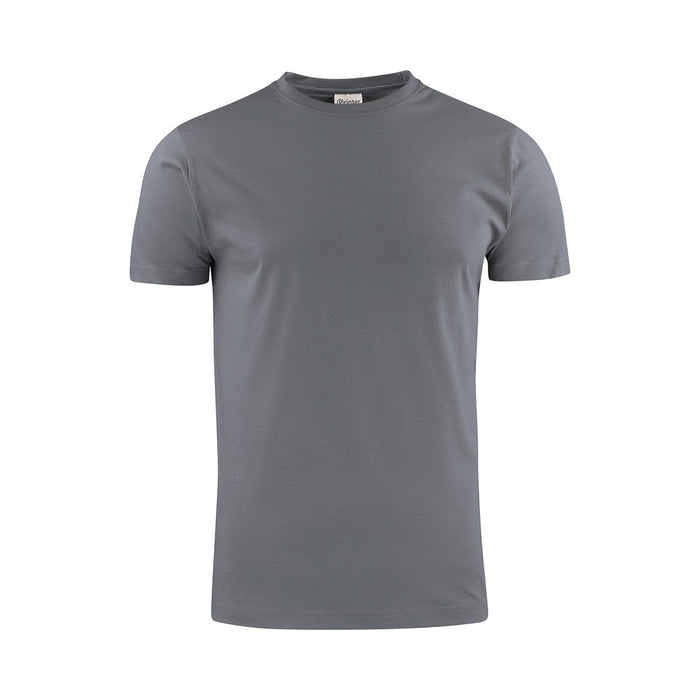 Men's Printer 140 Tee - A grey men's t-shirt with a round neck and short sleeves. The shirt features a logo on the tag.