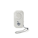 Mini Pocket Fan - A white mini pocket fan with a palm tree logo and a wrist strap.