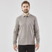 Men's Nevada L/S Micro Pique Polo - A long-sleeved grey polo shirt for men with a collar and a branding logo.