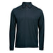 Men's Nevada L/S Micro Pique Polo - A long-sleeve polo in navy blue featuring a collar and three-button placket, with a logo on the hem.