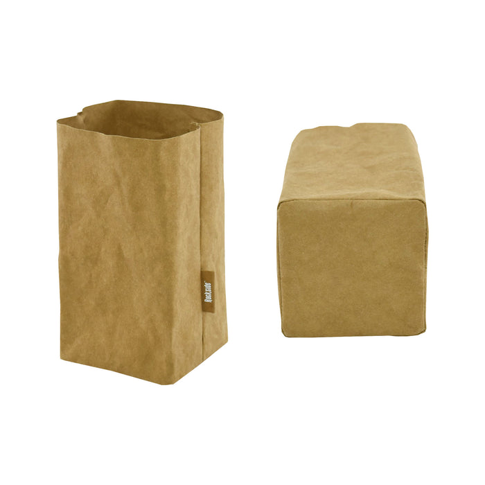 Sewo Kraft Paper Storage Bag – Medium - A medium kraft paper storage bag in a natural brown colour with a logo on the side.