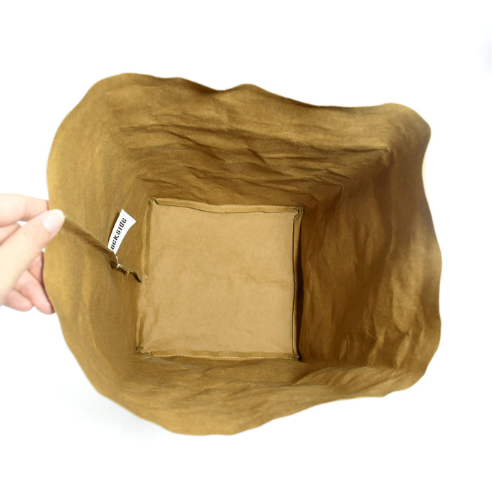 Sewo Kraft Paper Storage Bag – Extra Large - A large, brown Kraft paper storage bag with a soft, textured finish and an interior compartment.