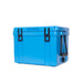 25L Cooler Box - A blue 25L cooler box with black latches and a side handle, featuring a textured surface and a drainage plug.